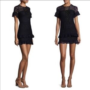 PARKER LACE BLACK GOTH RUFFLED DRESS XS